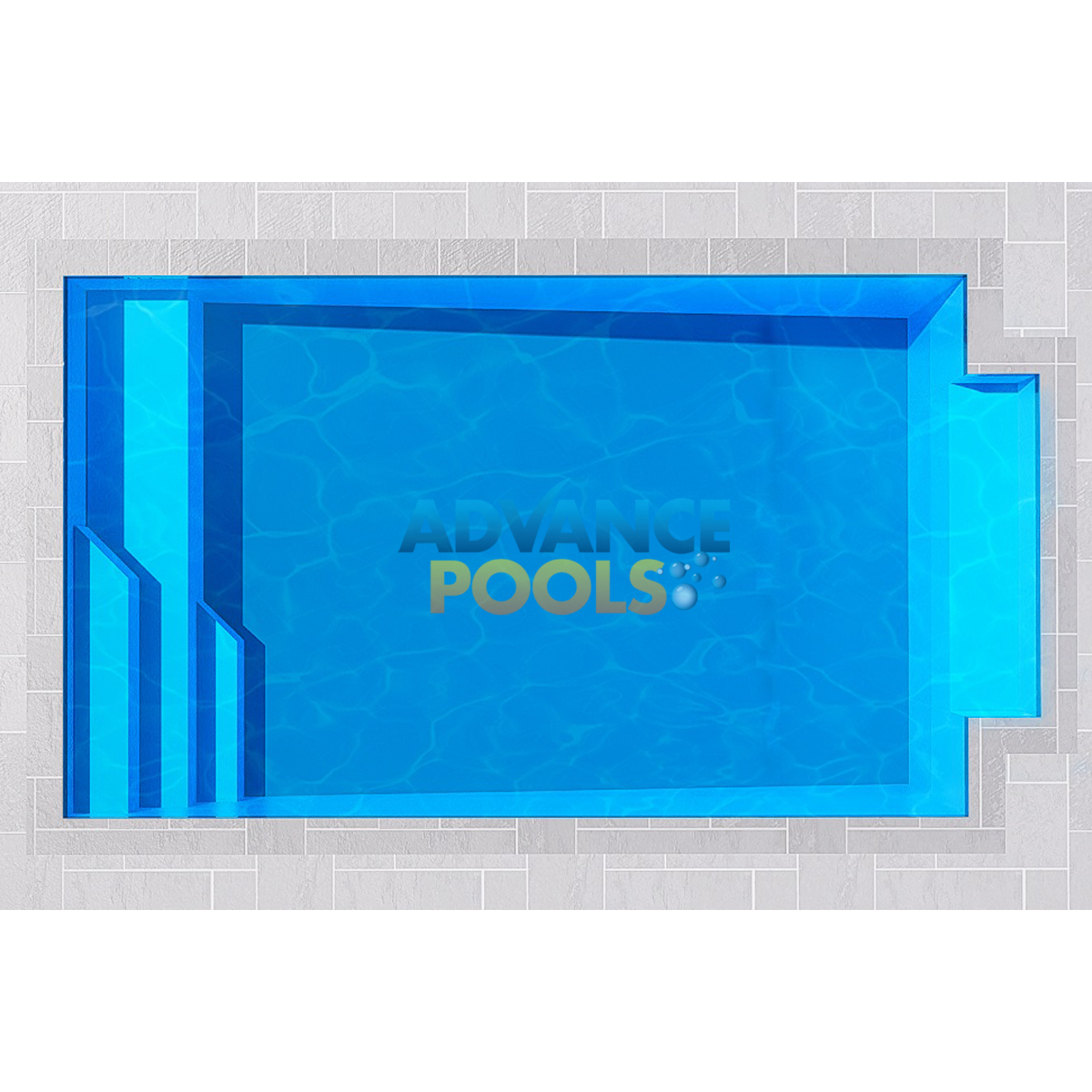 Pacific 5 Patio fibreglass pool – 5.5m x 3m – 1.0m to 1.5m deep